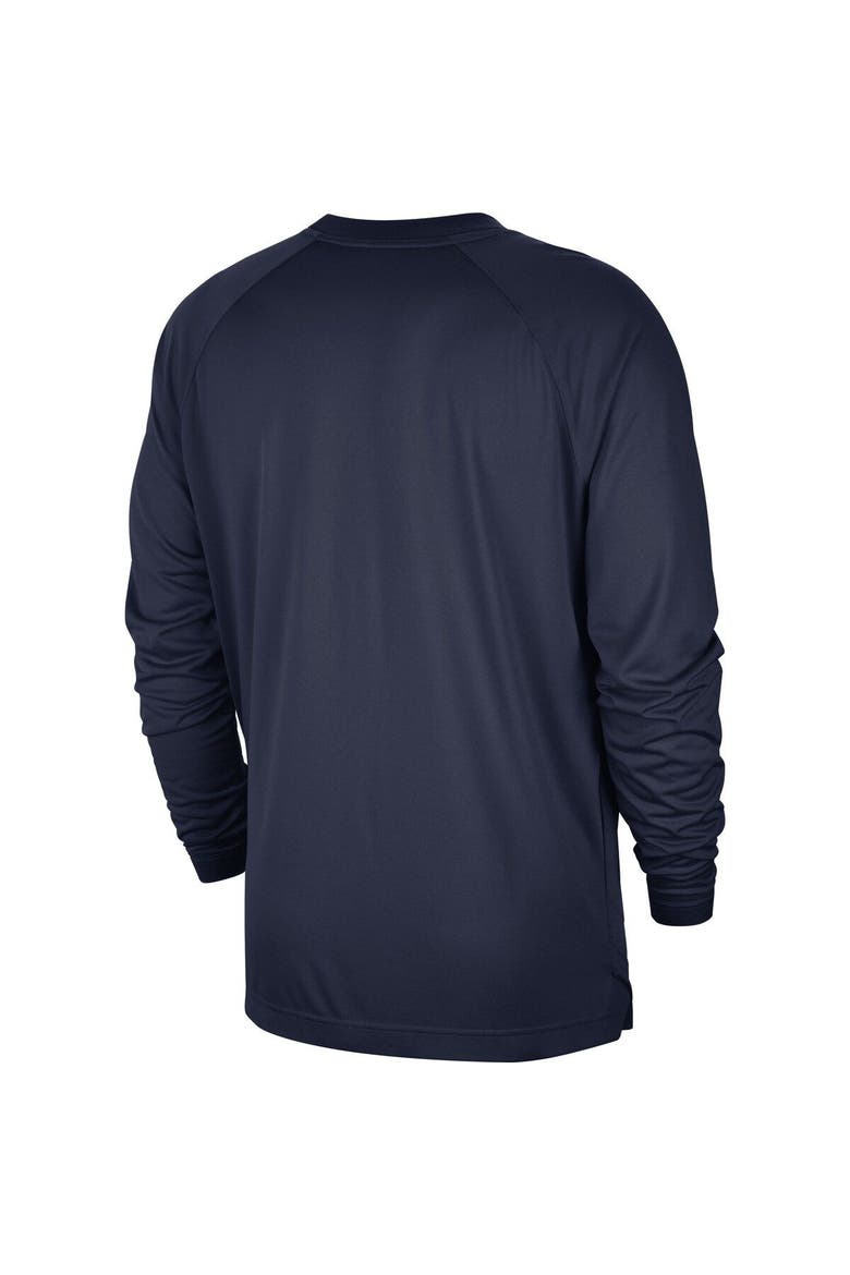Men's Nike Navy Utah Jazz 75th Anniversary Pregame Shooting Performance Raglan Long Sleeve T-Shirt, Alternate, color, Navy