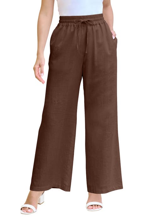 Plus Size Linen Wide-Leg Pant