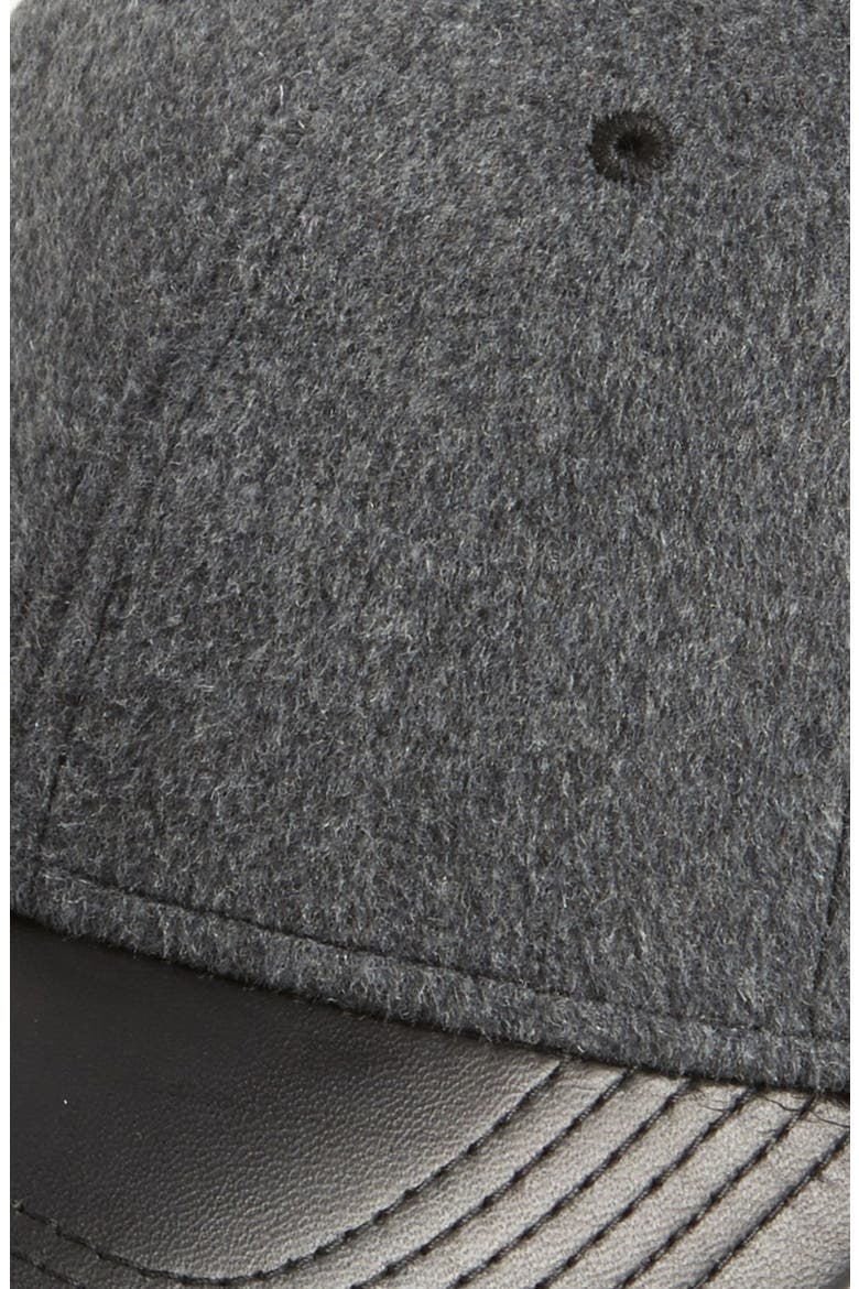 Leather Brim Baseball Cap, Alternate, color, GREY/ BLACK
