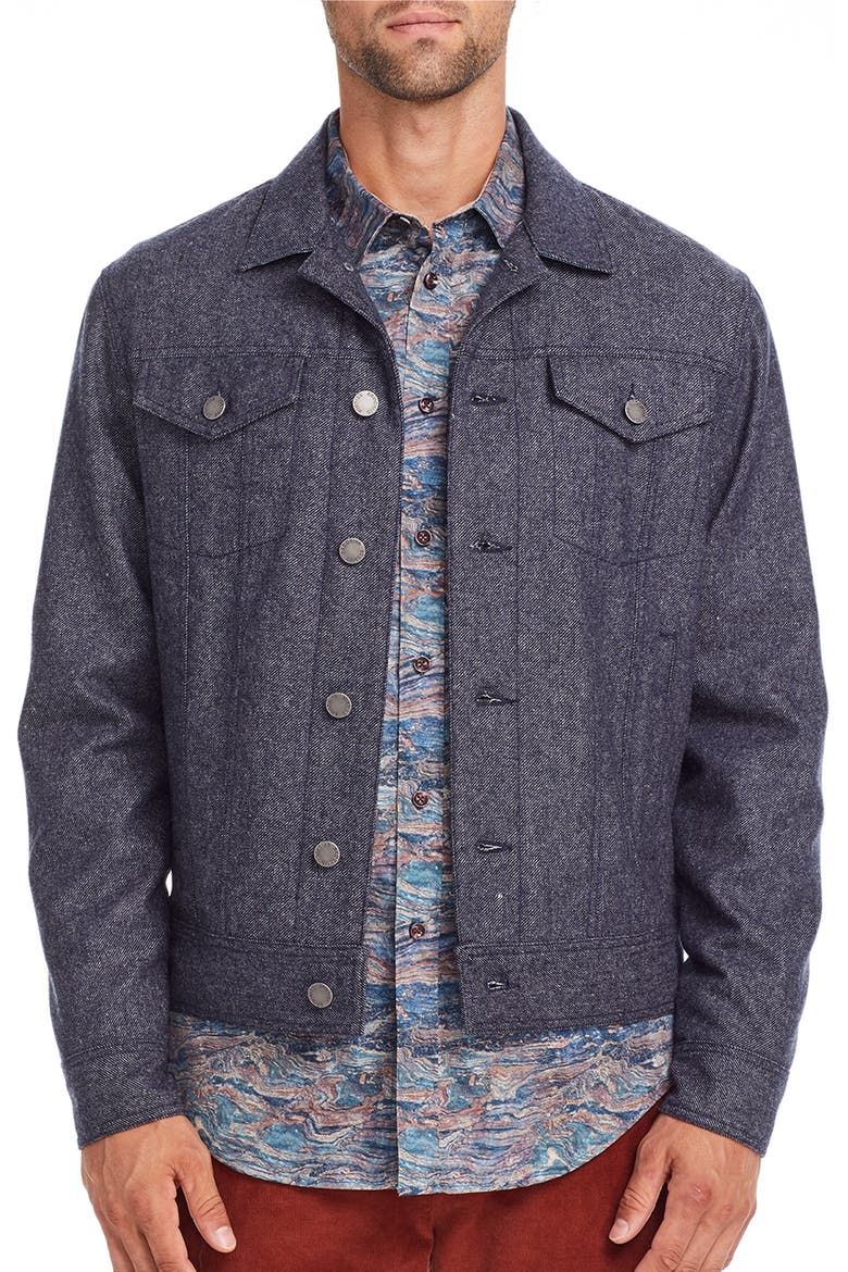 Slim Fit Solid Trucker Jacket, Main, color, NAVY