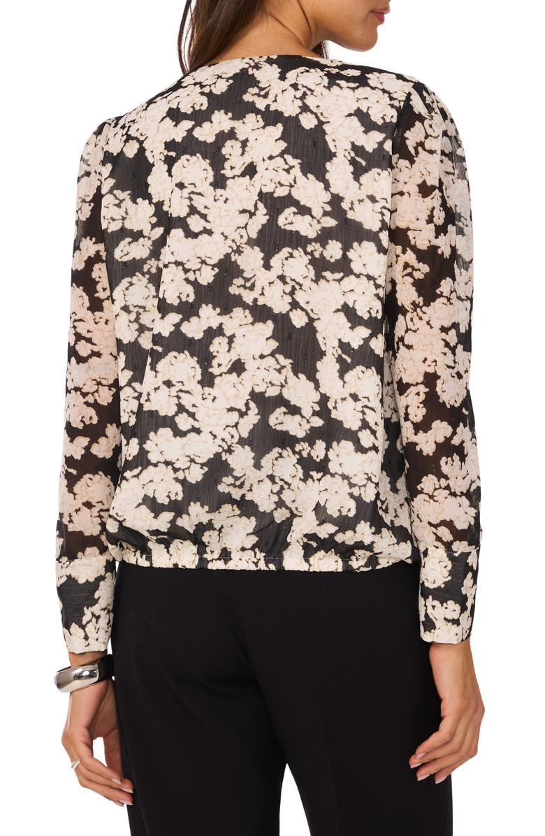 Vince Camuto Floral Print Top, Alternate, color, Rich Black