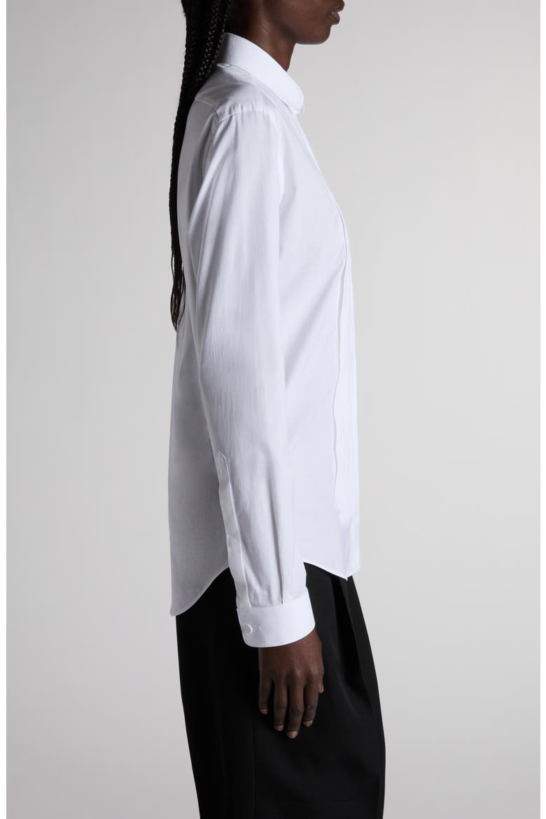 Pleated Bib Cotton Twill Shirt, Alternate, color, WHITE