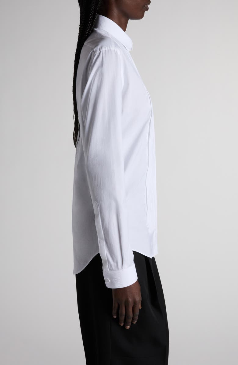 TOM FORD Pleated Bib Cotton Twill Shirt, Alternate, color, White