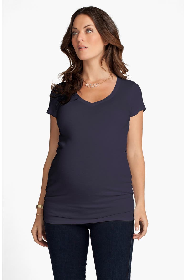 Ingrid & Isabel® V-Neck Short Sleeve Maternity Tee, Main, color, BLUEBERRY