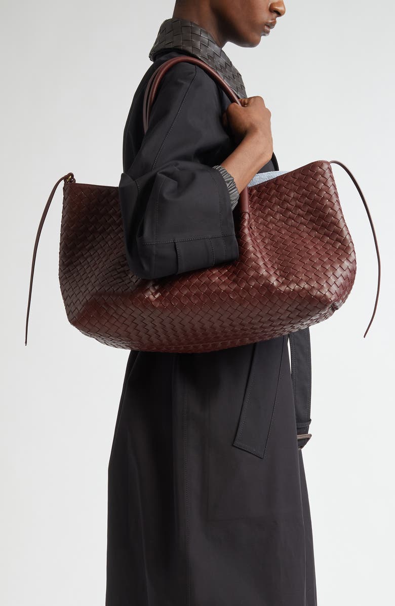 Bottega Veneta Leather & Suede Reversible Tote, Alternate, color, Madder Brown/ Lunar-M B