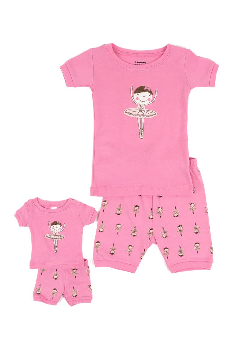Girls Matching Doll Short Printed Cotton Pajamas, Main, color, MULTI