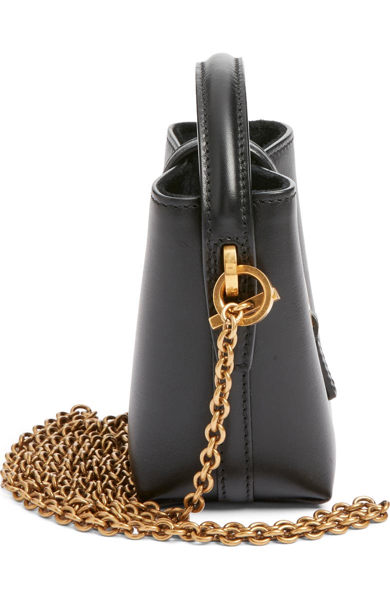 Saint Laurent Mini Cassandre Leather Bucket Bag, Alternate, color, Noir