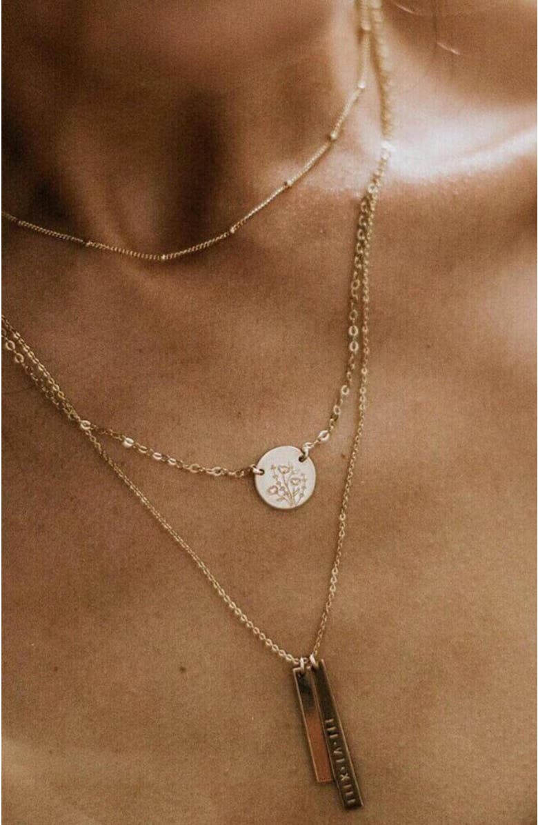 MADE BY MARY Wild Blooms Mini Zola Disc Necklace, Alternate, color, Gold Filled