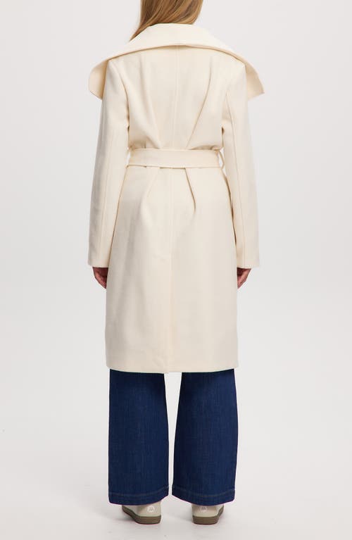 Noize Lena Belted Wrap Coat In Off White