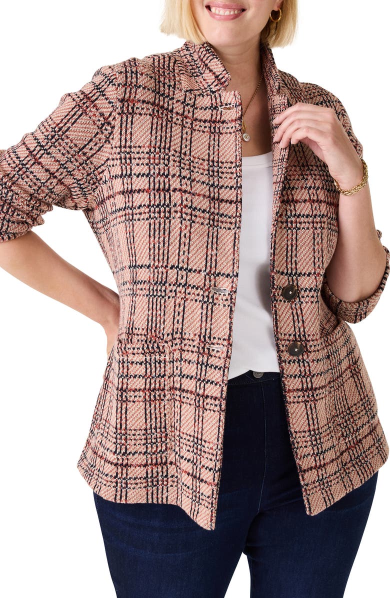 NIC+ZOE Plaid Double Knit Jacquard Blazer, Main, color, 