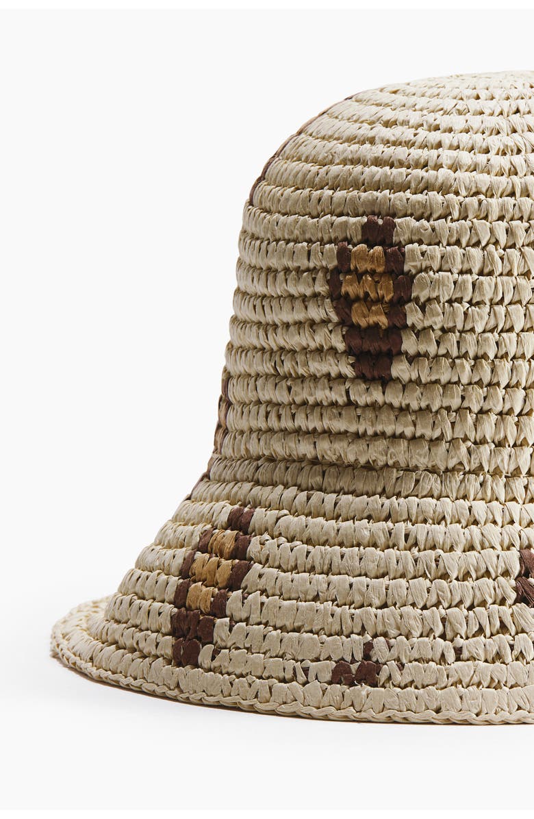 H&M Straw Hat, Alternate, color, Beige/Leopard Print