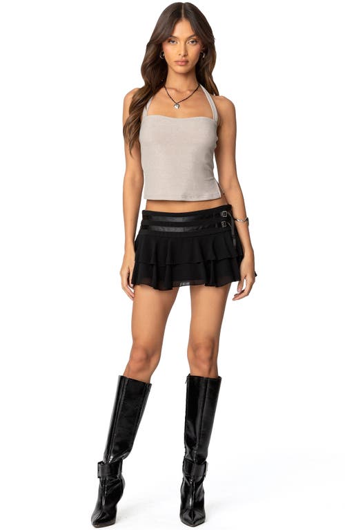 Shop Edikted Steel Shimmer Halter Top In Silver