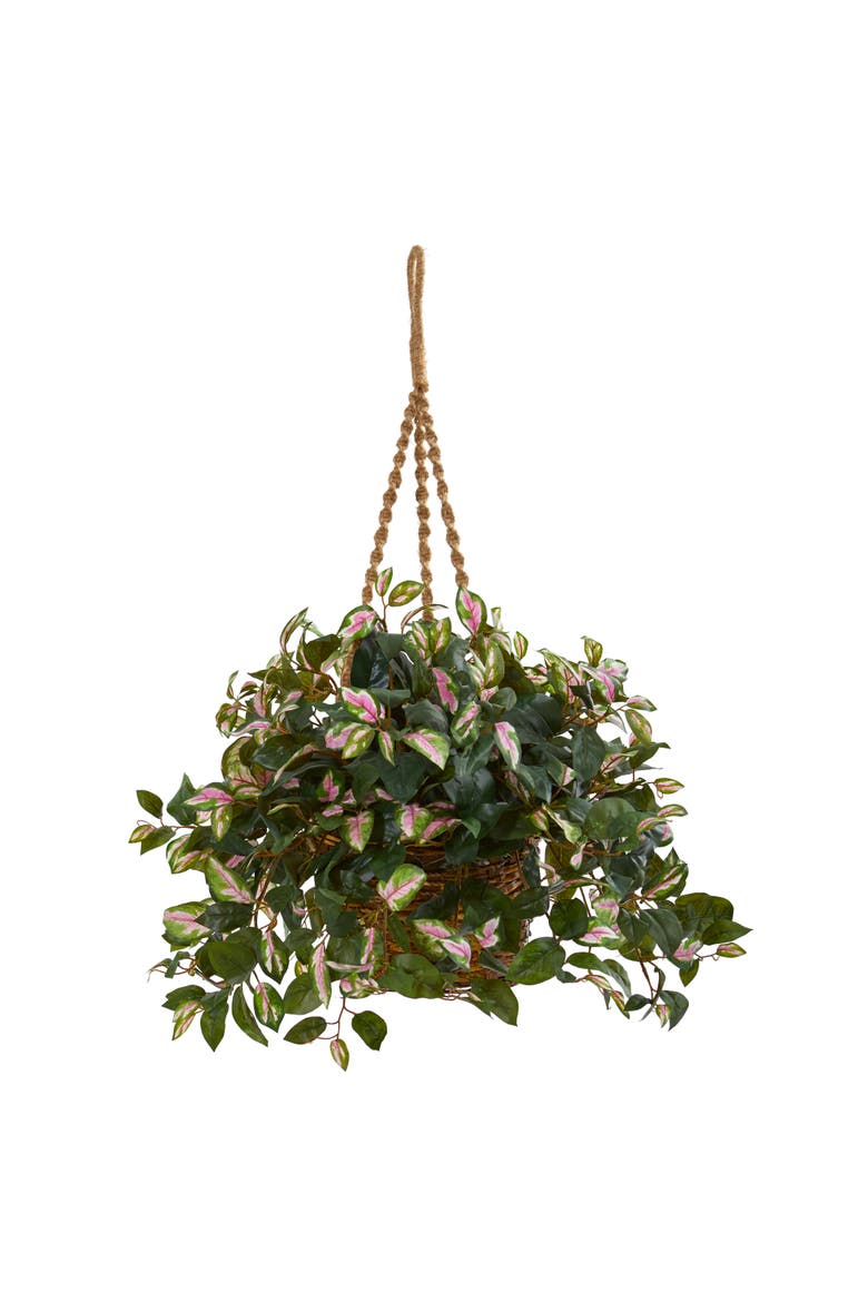 Hoya Artificial Plant Hanging Basket, Main, color, Green