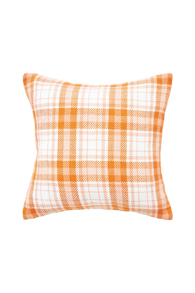 Hazel Plaid Woven Throw Pillow, Alternate, color, Orange