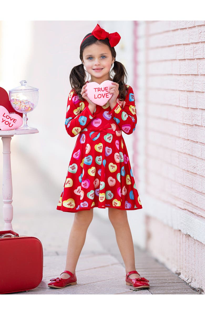 Mia Belle Girls Sweethearts Sweet Pea Darling Valentine Dress, Alternate, color, 