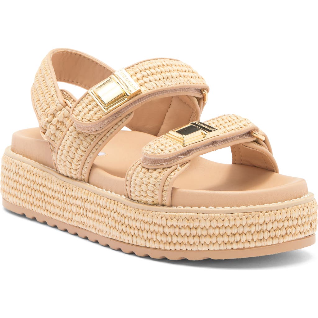 Steve Madden Bowie Platform Slingback Sandal In Natural Raffia
