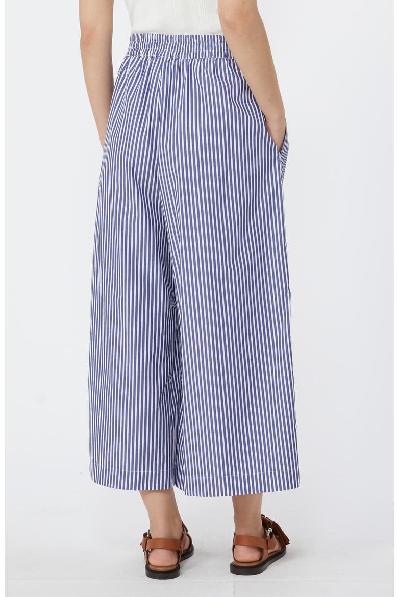 Ottone Stripe Cotton Wide Leg Crop Pants, Alternate, color, NAVY