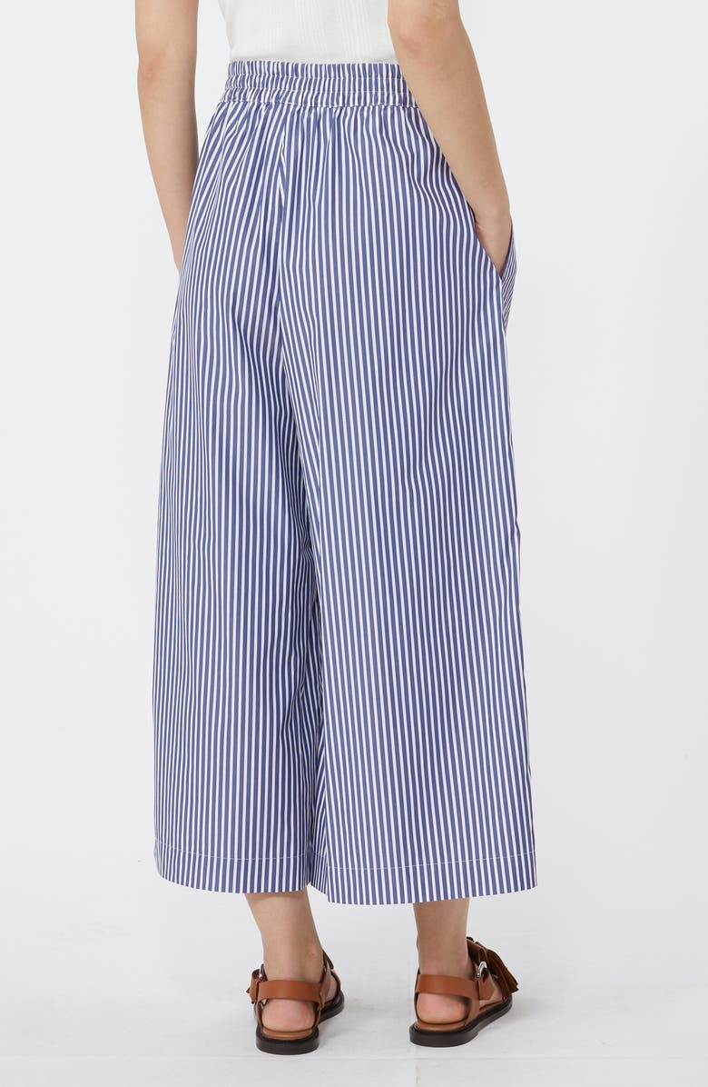 Weekend Max Mara Ottone Stripe Cotton Wide Leg Crop Pants, Alternate, color, Navy