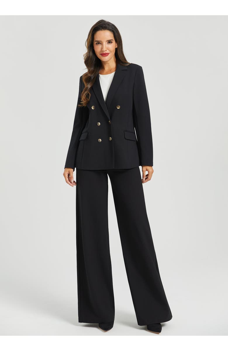 Betabrand Double Breasted Blazer Stretch Ponte, Alternate, color, Black