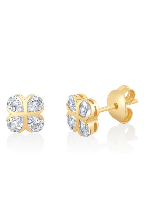 Pear Shape 4-Stone Stud Earrings