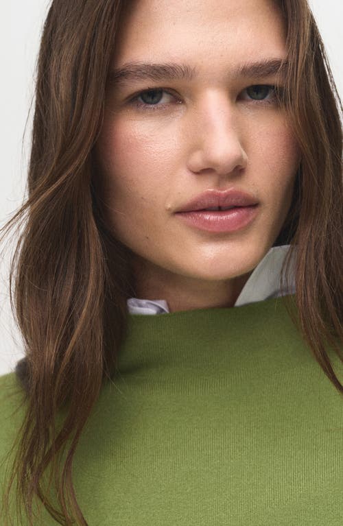 Mango Knitted Sweater With Perkins Neck In Green