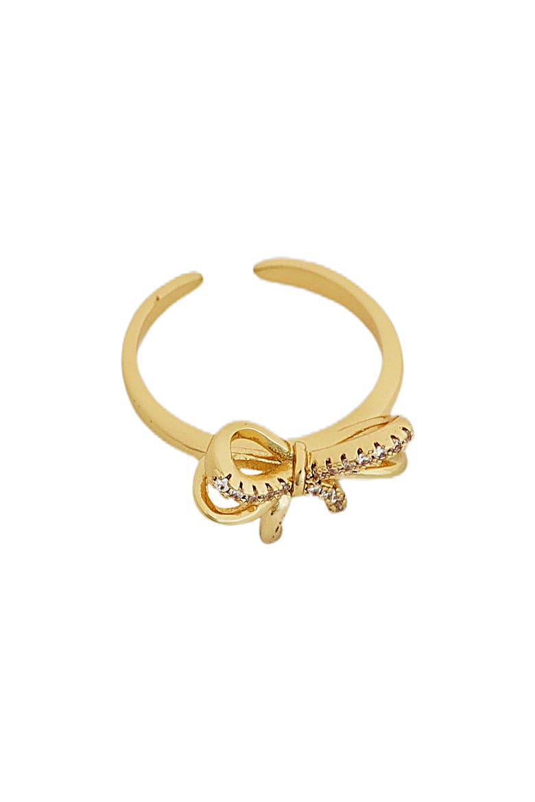 Crystal Bow Adjustable Ring, Main, color, GOLD