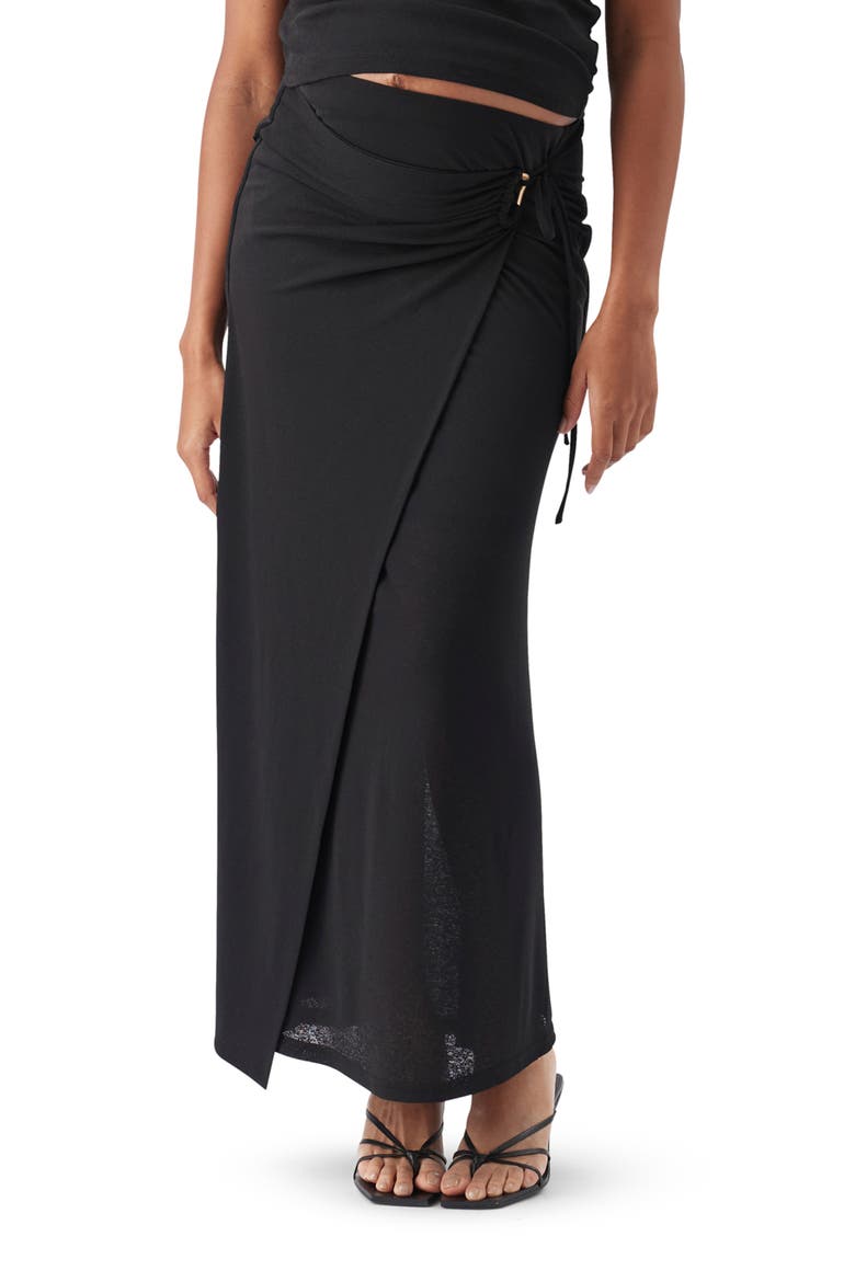 Rhi Mock Wrap Skirt, Main, color, Black