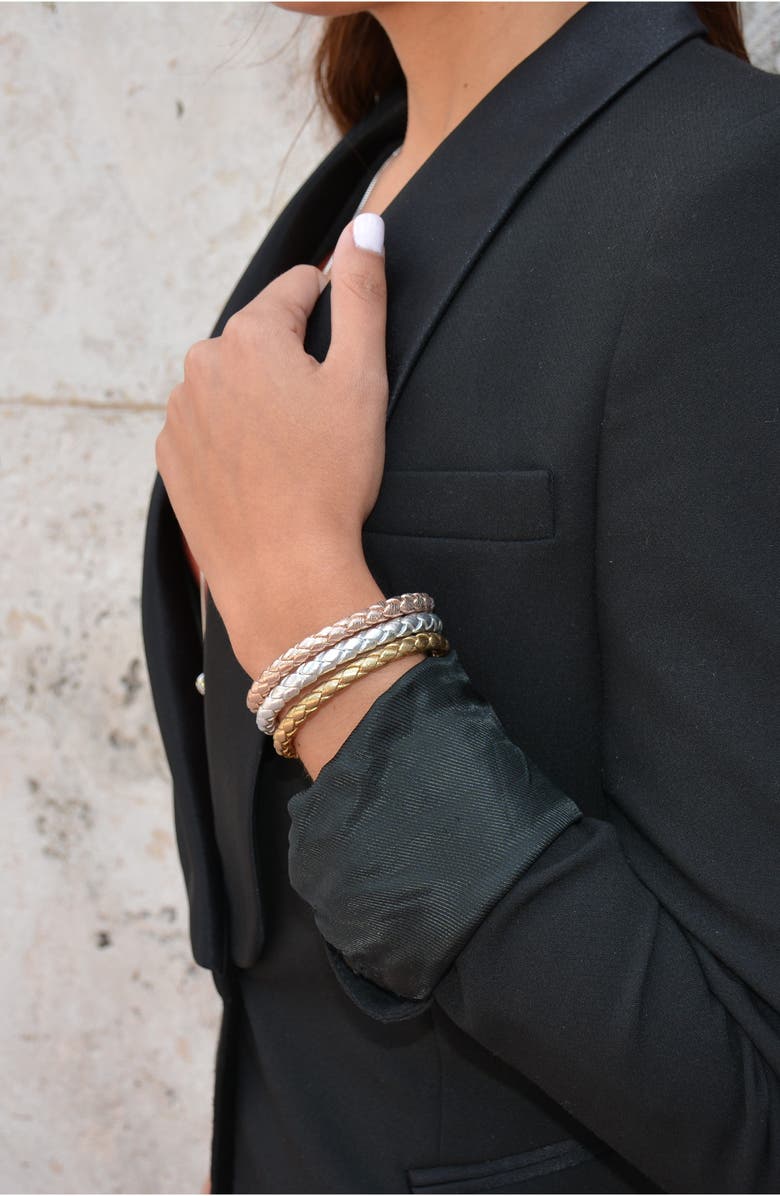 Liza Schwartz Nappa Braided Leather Bracelet, Alternate, color, 