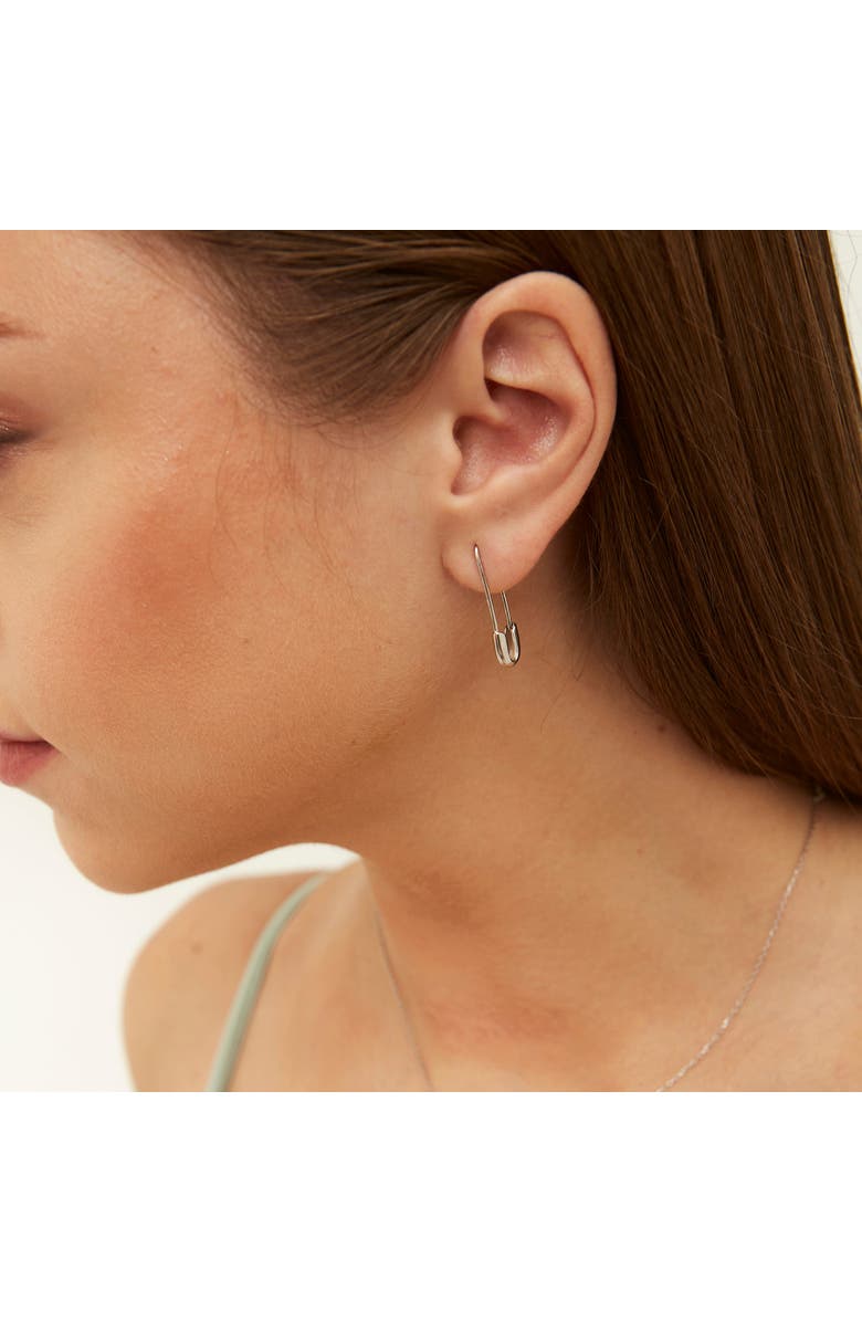 Spero London Sterling Silver Safety Pin Earring, Alternate, color, Silver