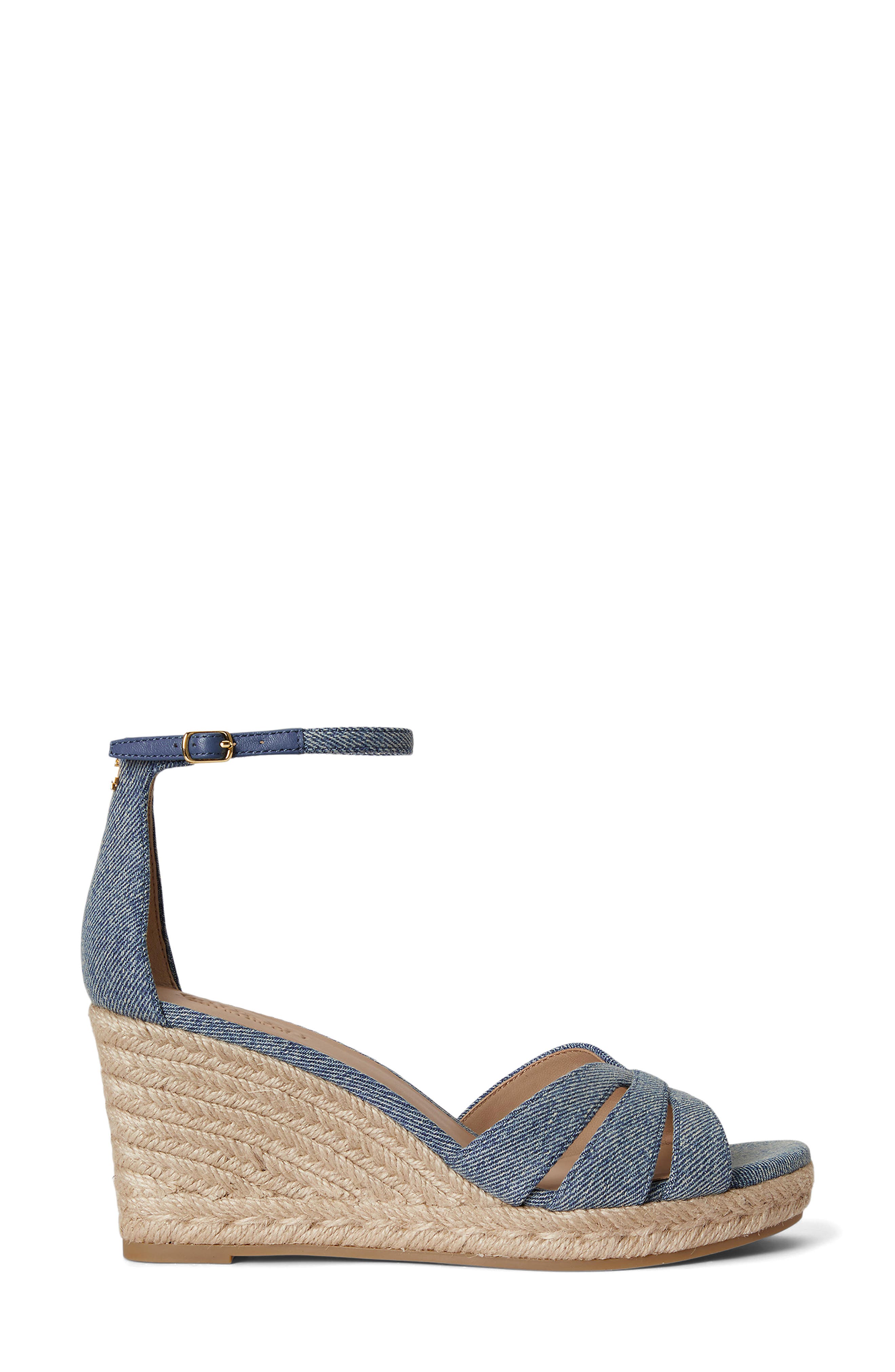 Nellie Ankle Strap Wedge Sandal, Alternate, color, BLUE