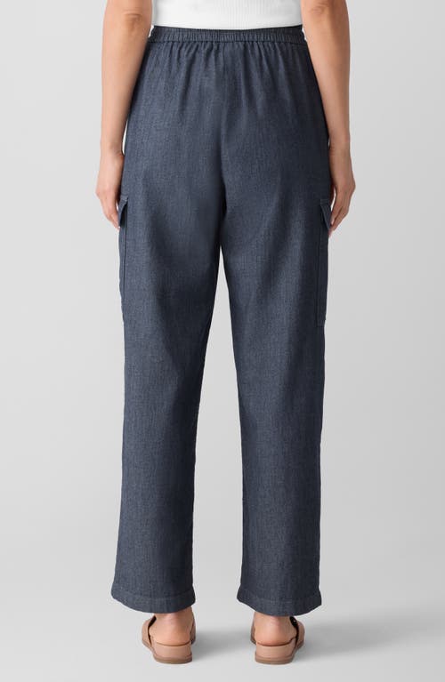 Eileen Fisher Straight Leg Organic Cotton Cargo Pants In Blue