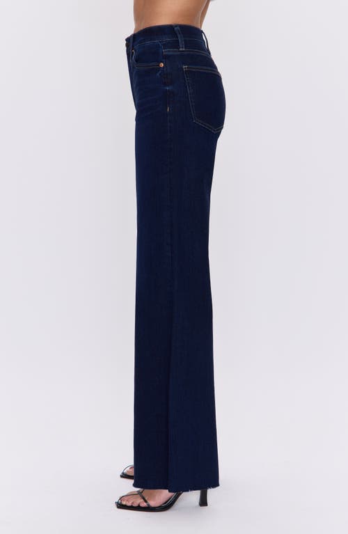 Pistola Izzy High Waist Raw Hem Wide Leg Flare Jeans In Blue