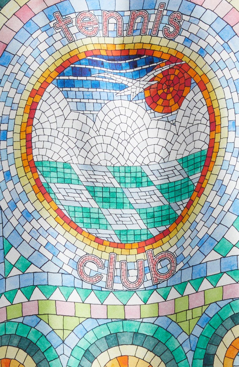 Casablanca Mosaic de Damas Print Silk Button-Up Shirt, Alternate, color,