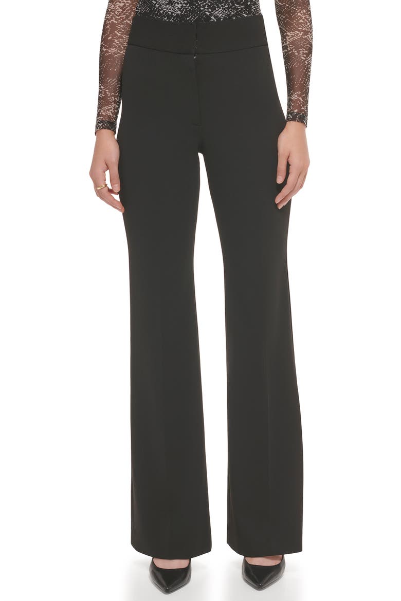 High Waist Wide Leg Linen Career Pants, Main, color, BLACK