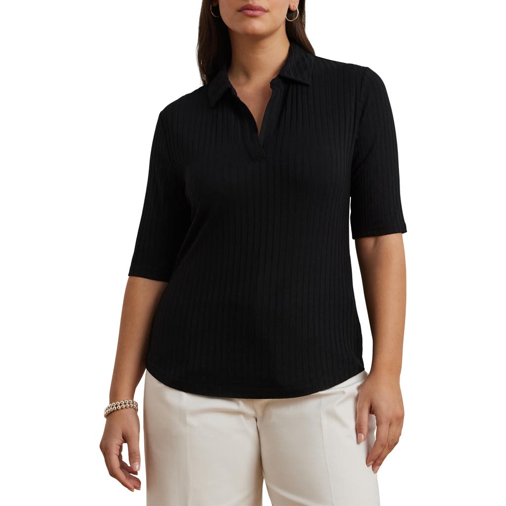 Ralph Lauren Lauren Rib Polo Sweater In Black