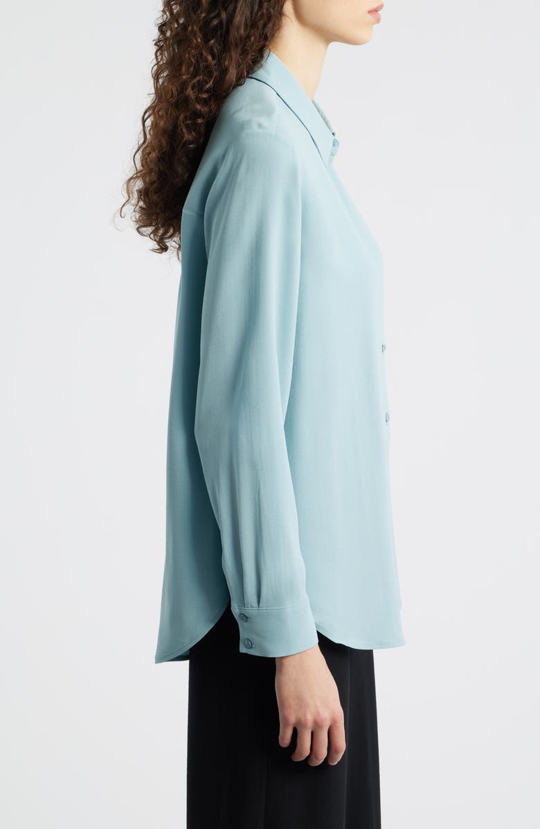 Eileen Fisher Classic Collared Silk Shirt, Alternate, color, Seafoam