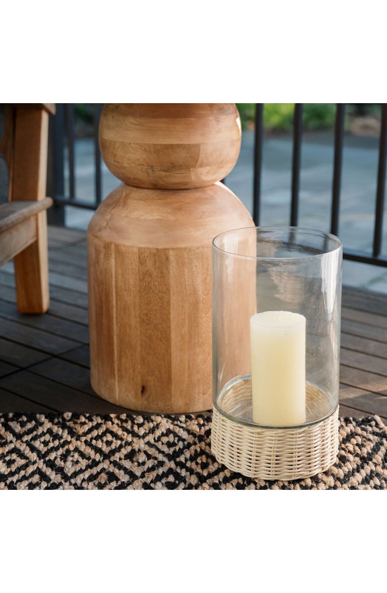 CG Hunter Clear Glass and Rattan Candleholder, Alternate, color, Glass