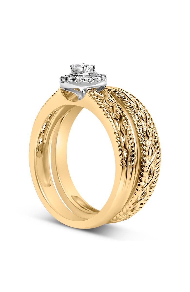 Haus of Brilliance 14K Yellow Gold Plated Silver 1/5 Cttw Diamond Engagement Ring and Wedding Band Set, Alternate, color, Yellow