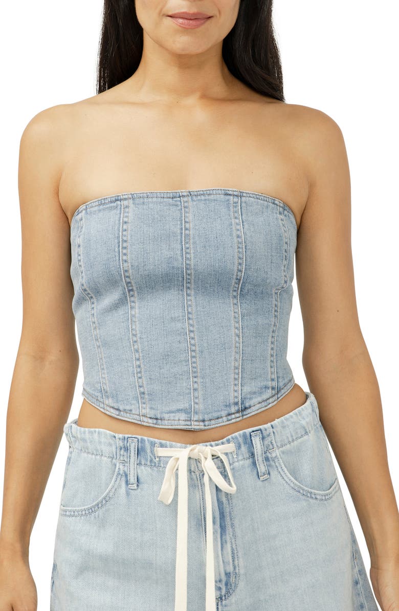 Silver Jeans Co. Strapless Denim Corset Top, Main, color, Mazatlan