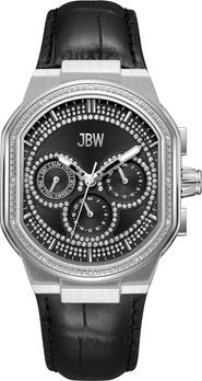 JBW Orion Diamond Leather Strap Watch, 39mm