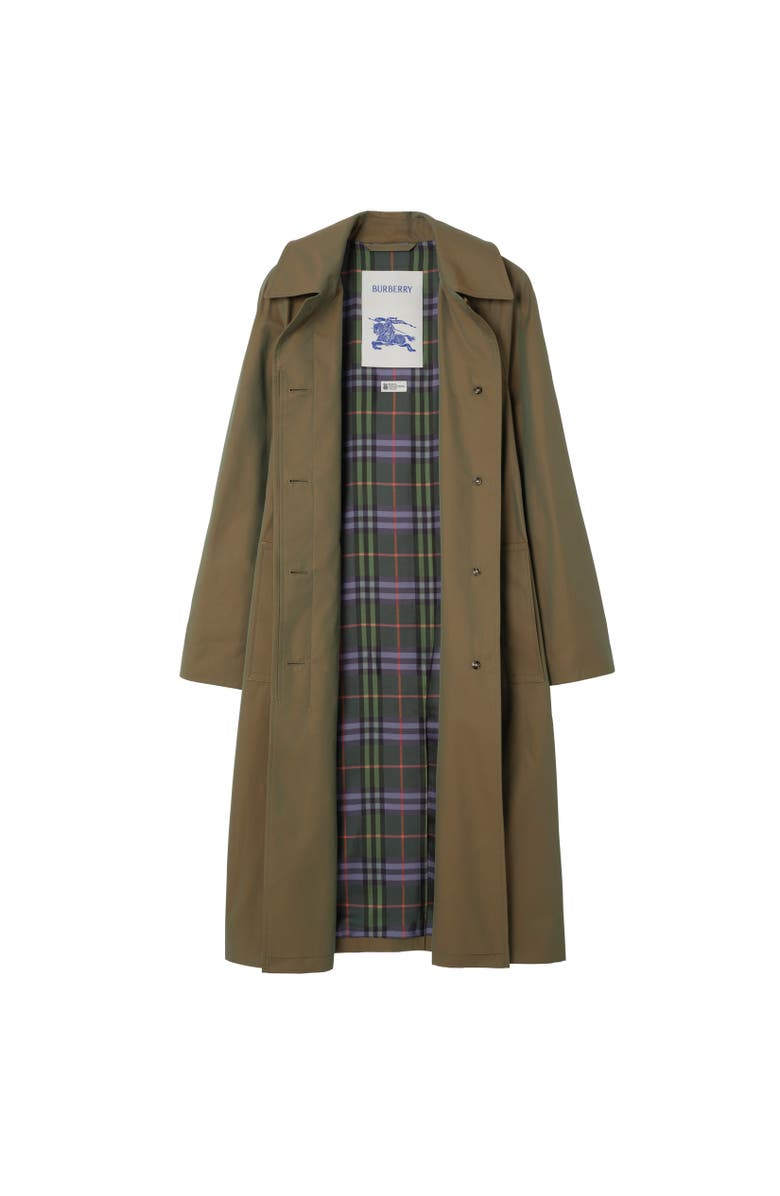 Burberry Long Gabardine Car Coat, Alternate, color, Bright Olive