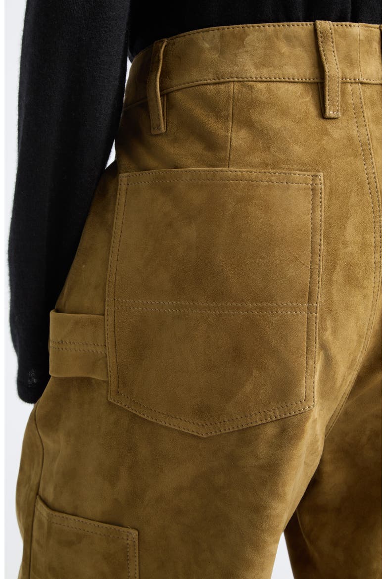 Mills High Waist Suede Pants, Alternate, color, BREEN
