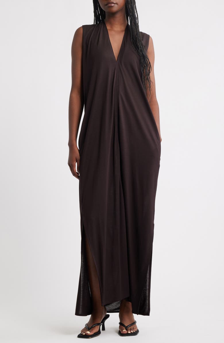 COS Draped V-Neck Sleeveless Maxi Dress, Main, color,