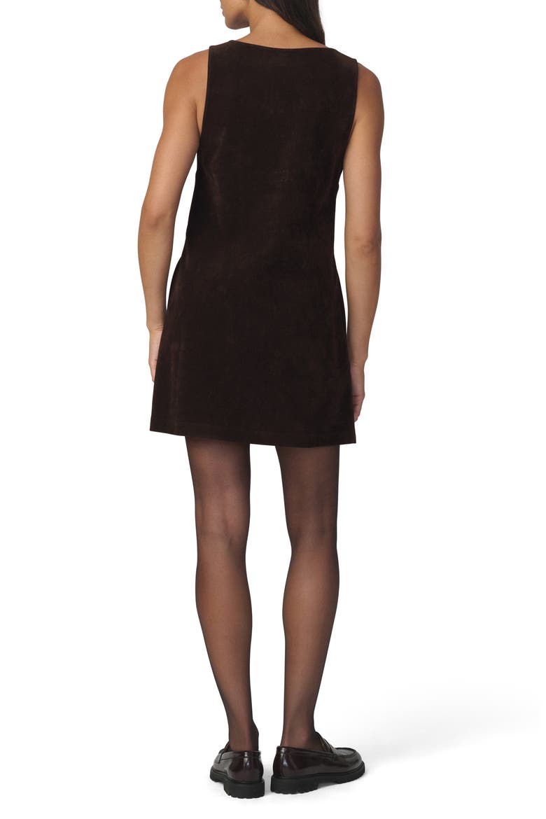 The Scoop Neck Faux Leather Minidress, Alternate, color, DARK CHOCOLATE