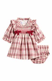 Plaid Smocked Dress & Bloomers Set