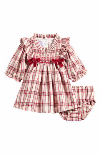 Plaid Smocked Dress & Bloomers Set