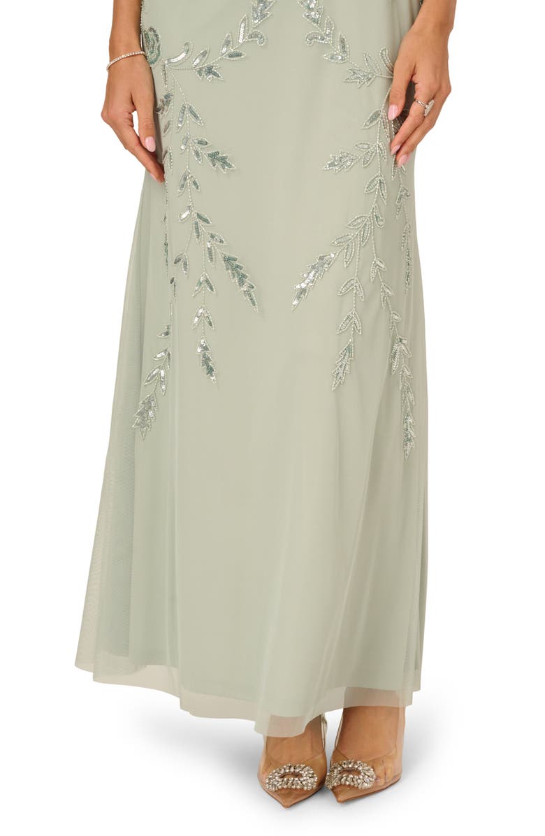 Adrianna Papell Sequin Blouson Flutter Sleeve Gown, Alternate, color, 