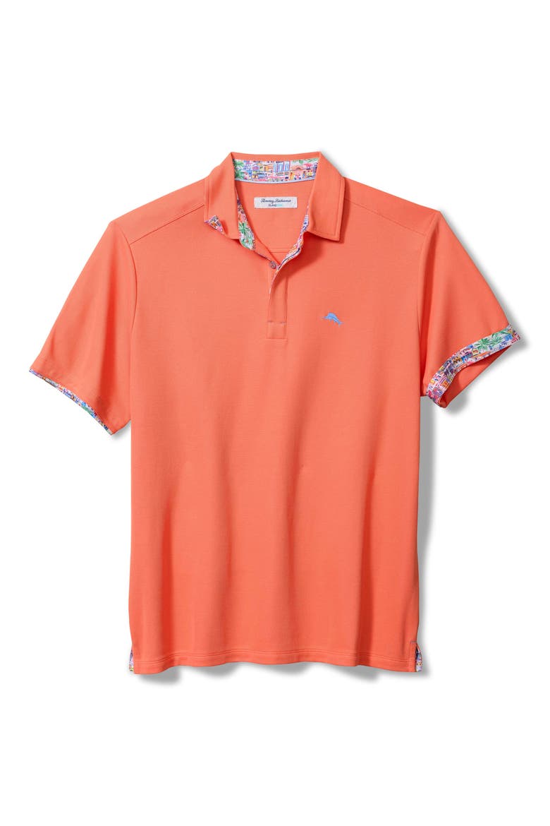 Amalfi Views Five O'Clock IslandZone® Piqué Performance Polo, Main, color, DARK CORAL