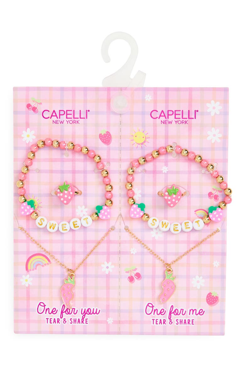 Kids' 6-Piece BFF Bracelet & Necklace Set, Main, color, PINK MULTI