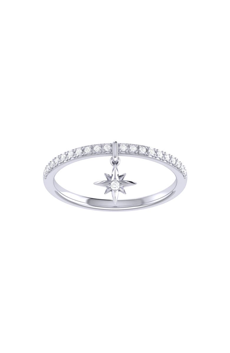 LuvMyJewelry Little North Star Sterling Silver Diamond Charm Ring, Main, color, 